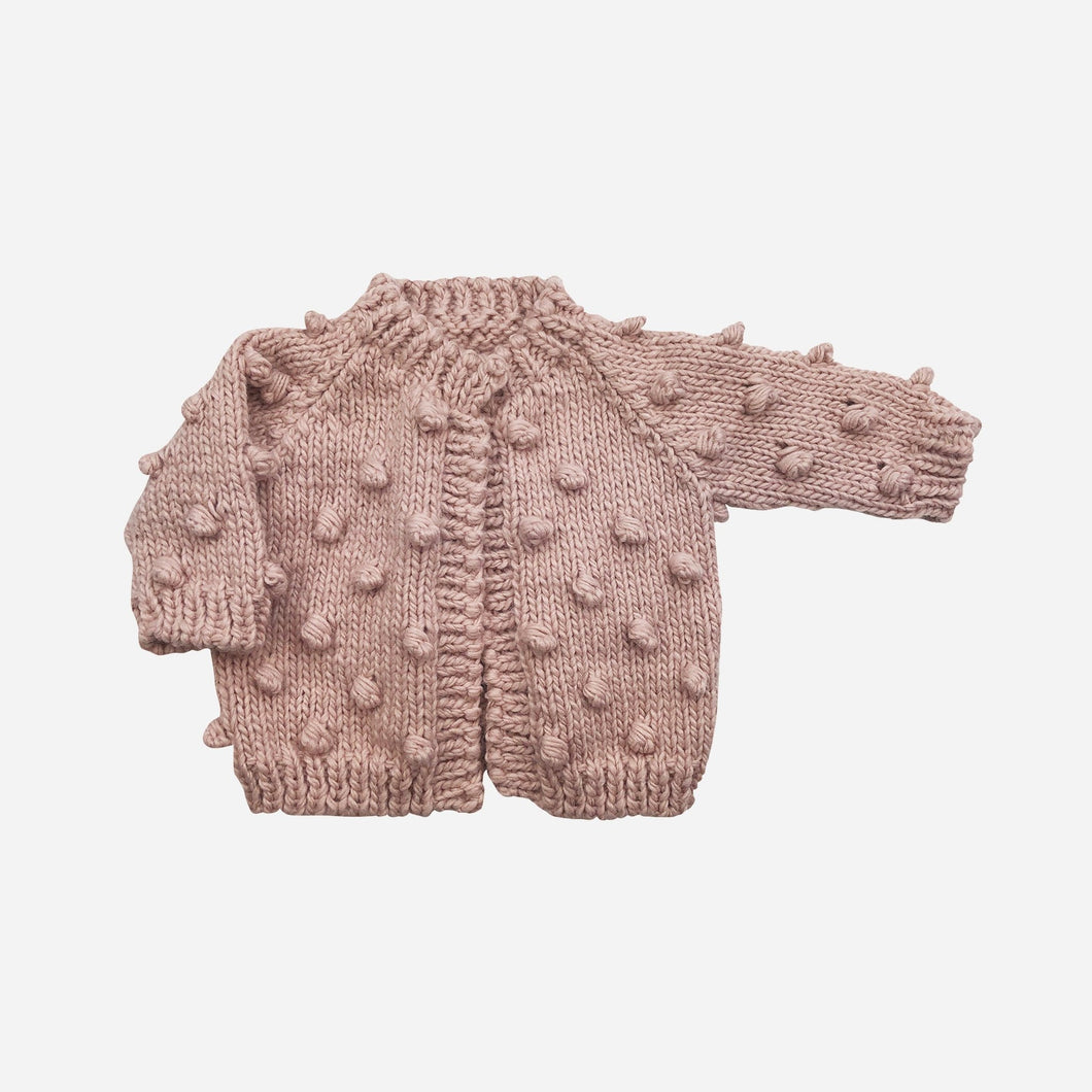 Popcorn Cardigan Hand Knit Kids Sweater - Blush