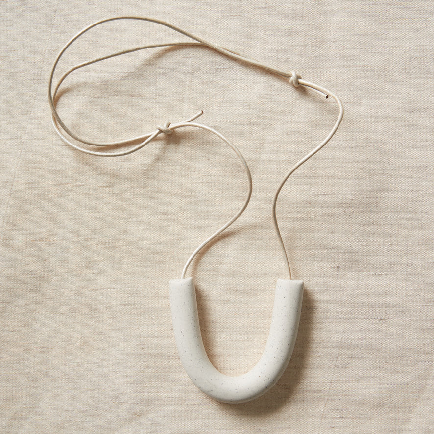 Speckled White U Necklace